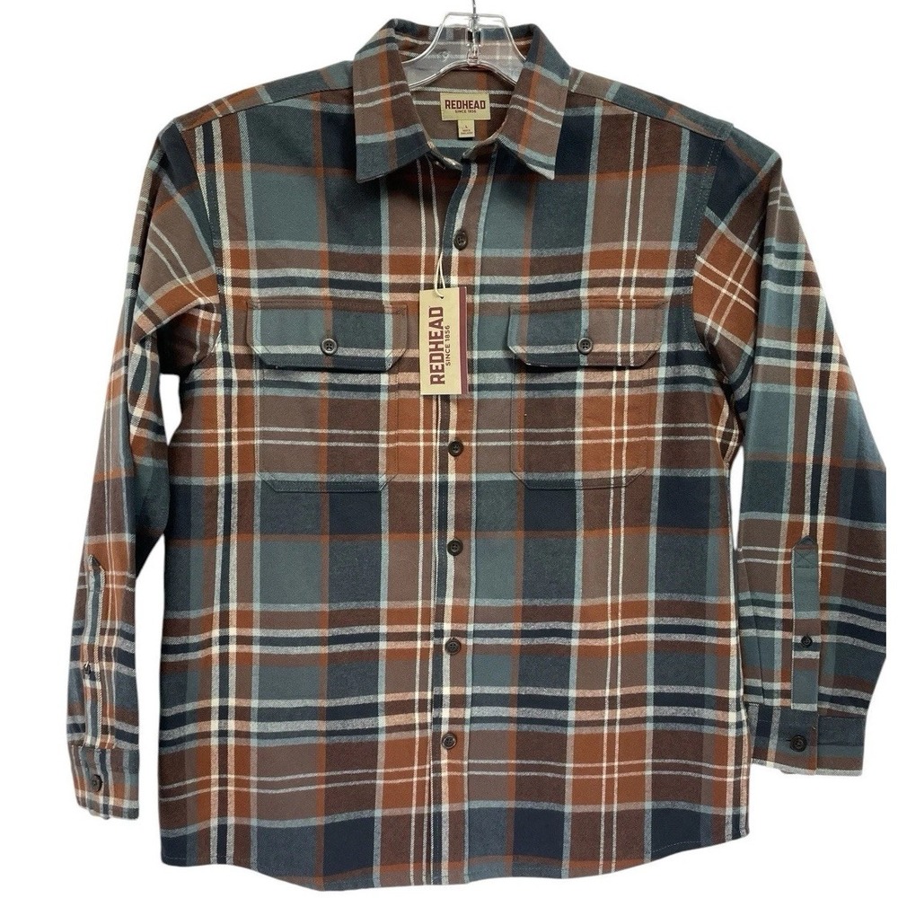 RedHead Mens Sz‎ Large Multicolor Plaid Button Up Flannel Shirt (H10) NWTs